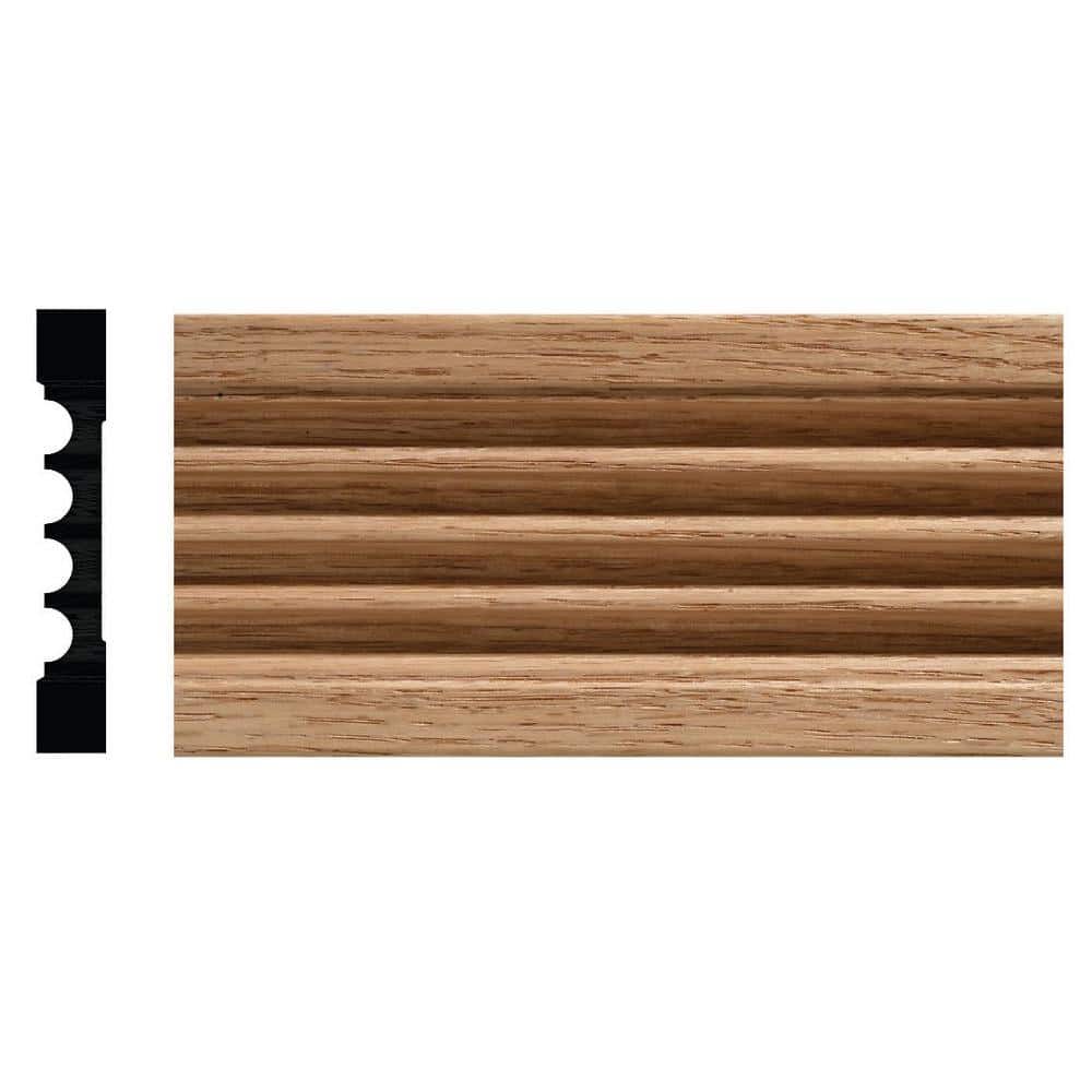Ornamental Mouldings 15/32 in. x 3 in. x 84 in. Red Oak Fluted Casing Moulding