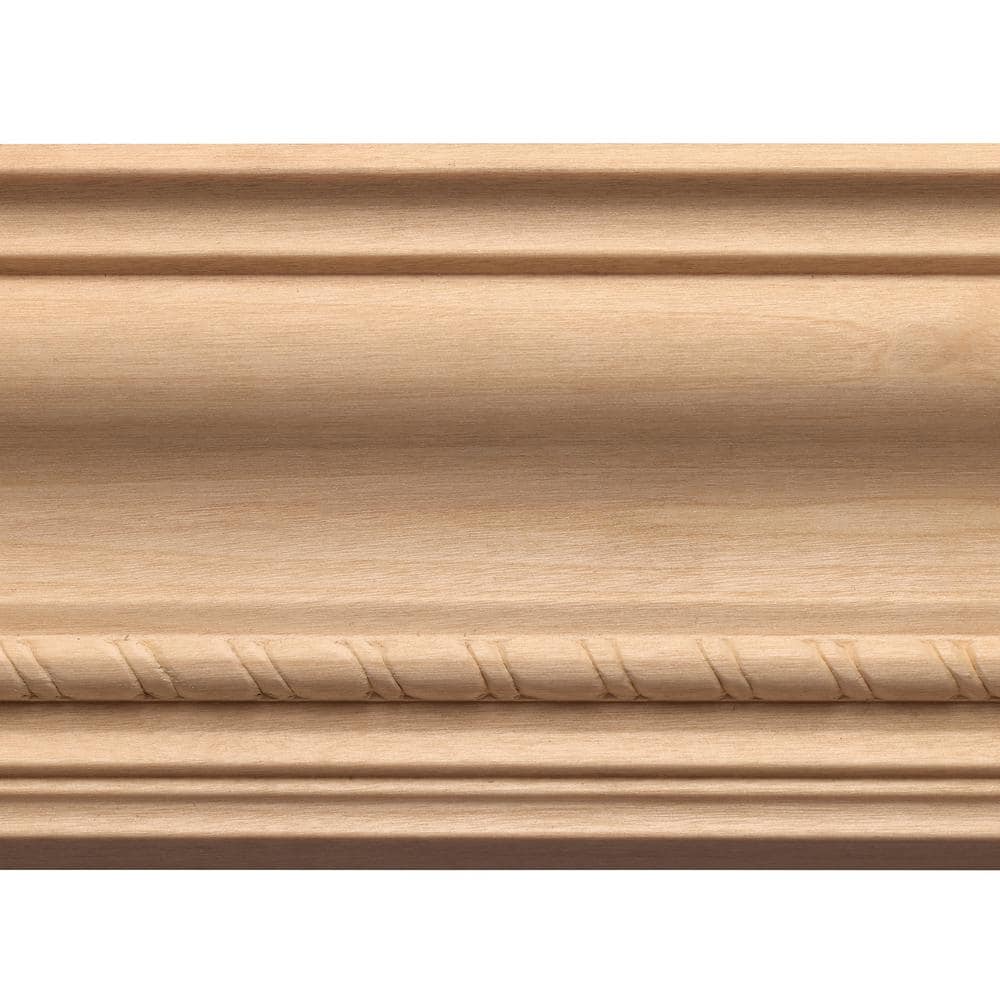 Ornamental Mouldings 1631A-8FTWHW 0.5 in. D x 3.75 in. W x 96 in. L Unfinished White Hardwood Rope Crown Moulding