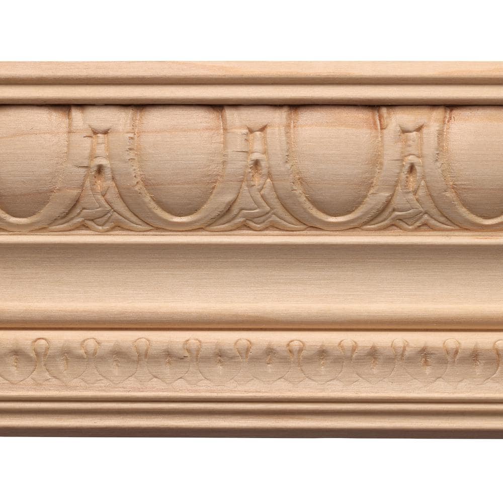 Ornamental Mouldings 1687A-8FTWHW 0.5 in. D x 4 in. W x 96 in. L Unfinished White Hardwood Egg and Dart Crown Moulding