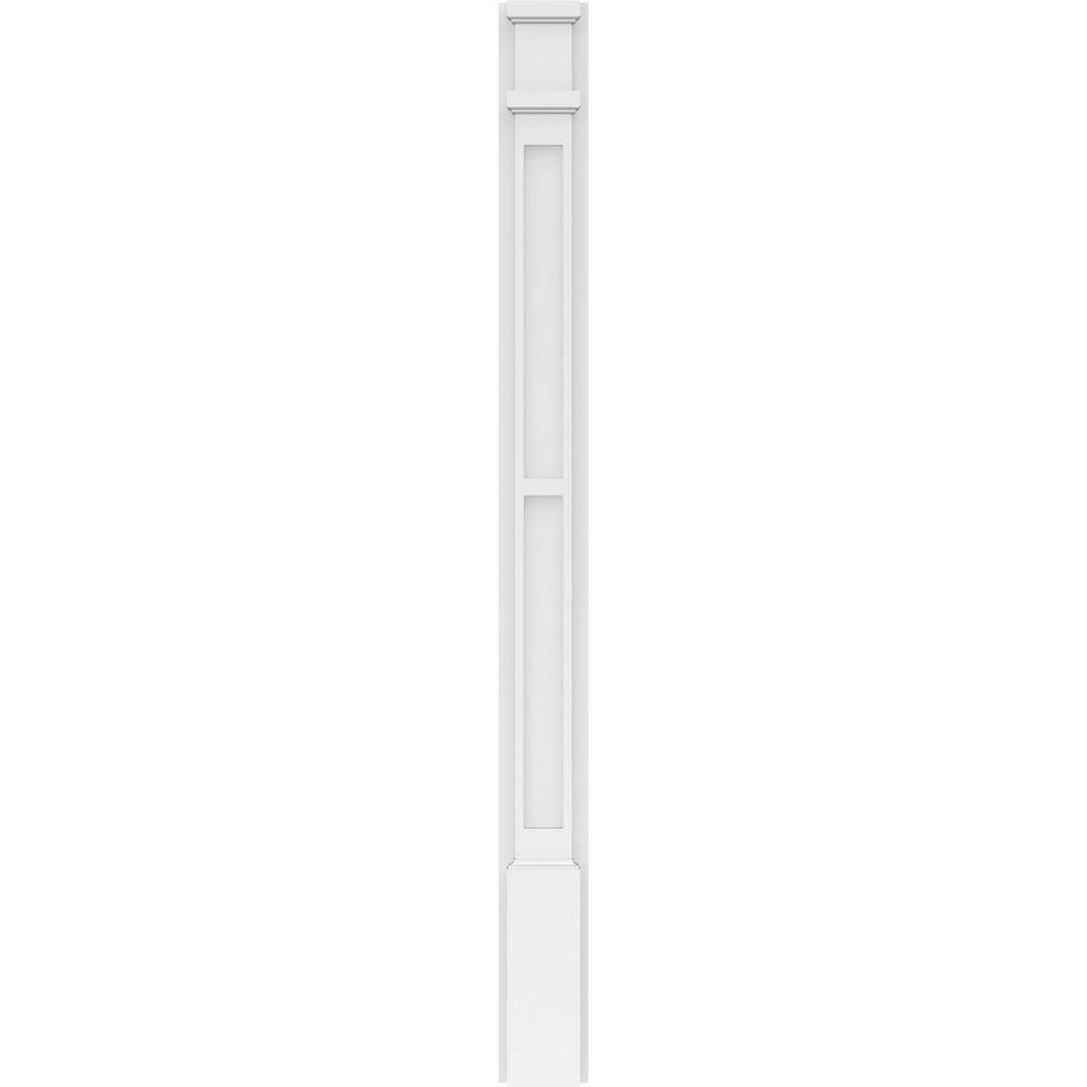 Ekena Millwork 2 in. x 4 in. x 48 in. 2-Equal Flat Panel PVC Pilaster Moulding with Decorative Capital and Base (Pair)