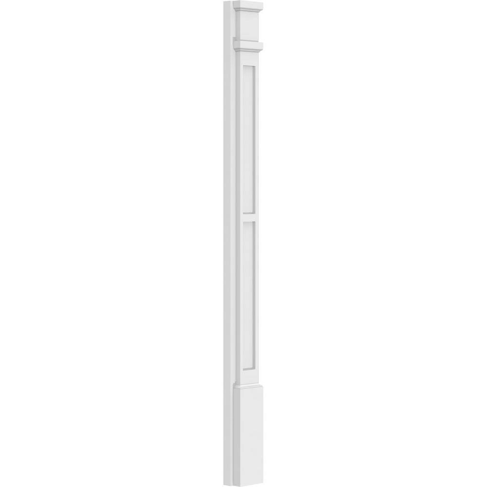 Ekena Millwork 2 in. x 4 in. x 48 in. 2-Equal Flat Panel PVC Pilaster Moulding with Decorative Capital and Base (Pair)