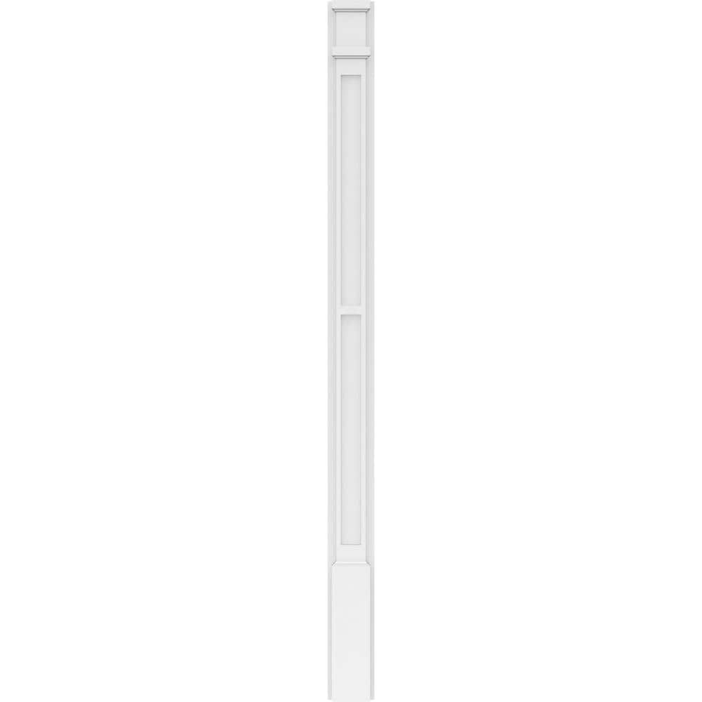 Ekena Millwork 2 in. x 4 in. x 60 in. 2-Equal Flat Panel PVC Pilaster Moulding with Decorative Capital and Base (Pair)