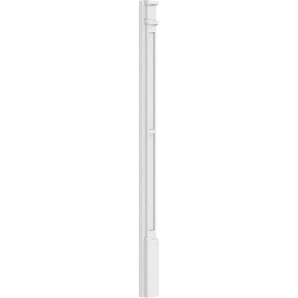Ekena Millwork 2 in. x 4 in. x 60 in. 2-Equal Flat Panel PVC Pilaster Moulding with Decorative Capital and Base (Pair)