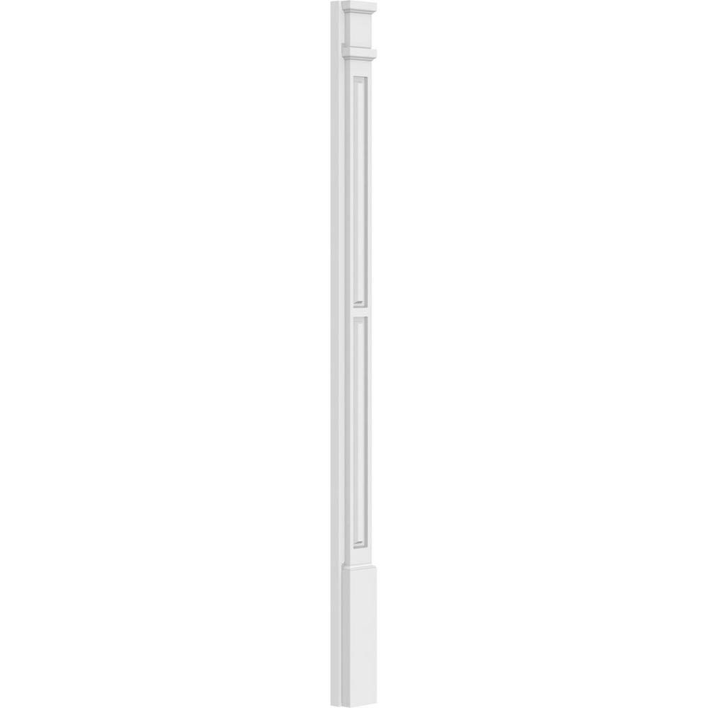 Ekena Millwork 2 in. x 4 in. x 60 in. 2-Equal Raised Panel PVC Pilaster Moulding with Decorative Capital and Base (Pair)