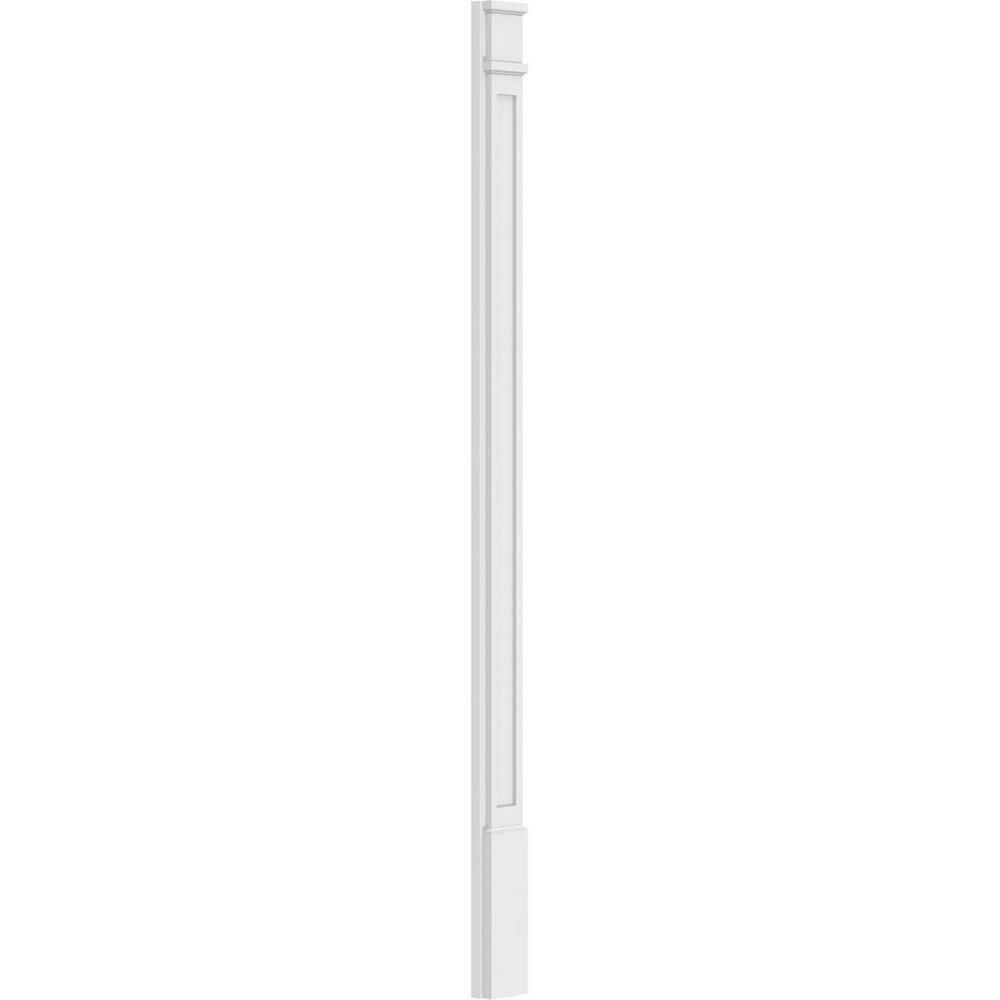 Ekena Millwork 2 in. x 5 in. x 82 in. Flat Panel PVC Pilaster Moulding with Decorative Capital and Base (Pair)