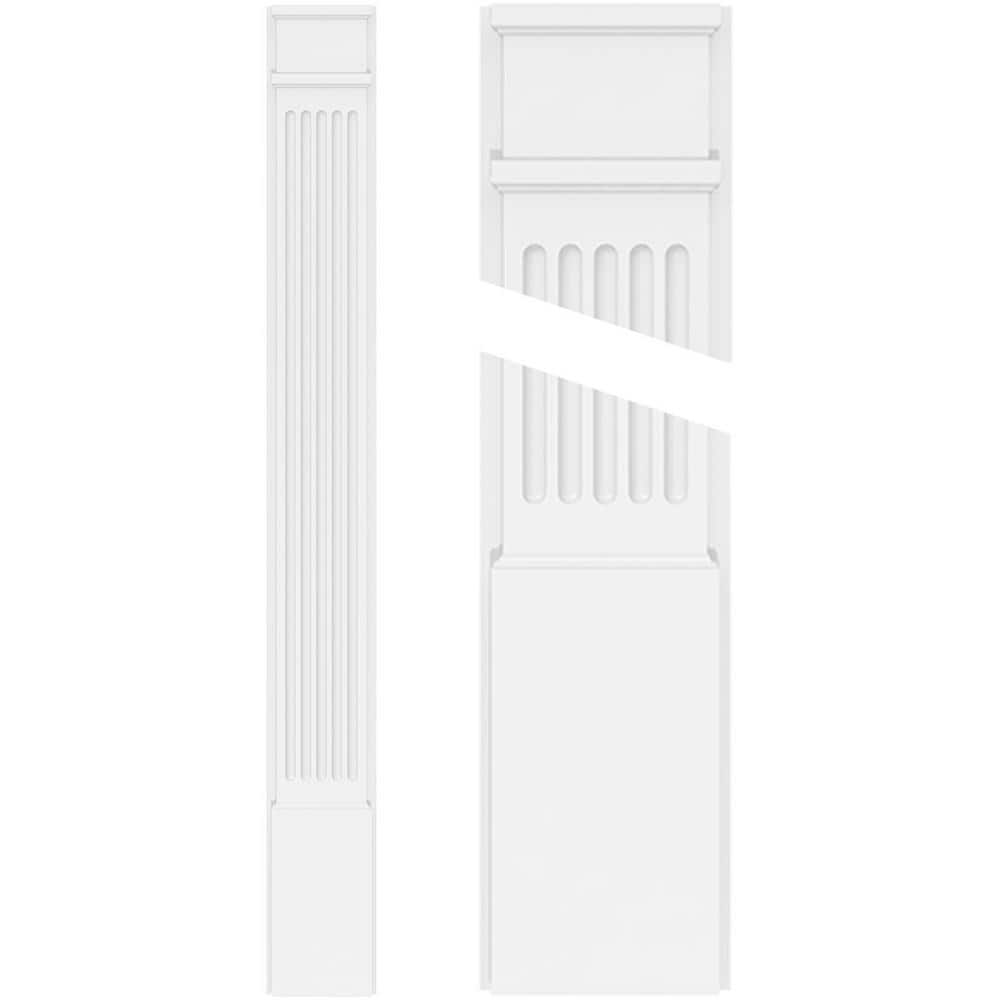 Ekena Millwork 2 in. x 5 in. x 90 in. Fluted PVC Pilaster Moulding with Decorative Capital and Base (Pair)