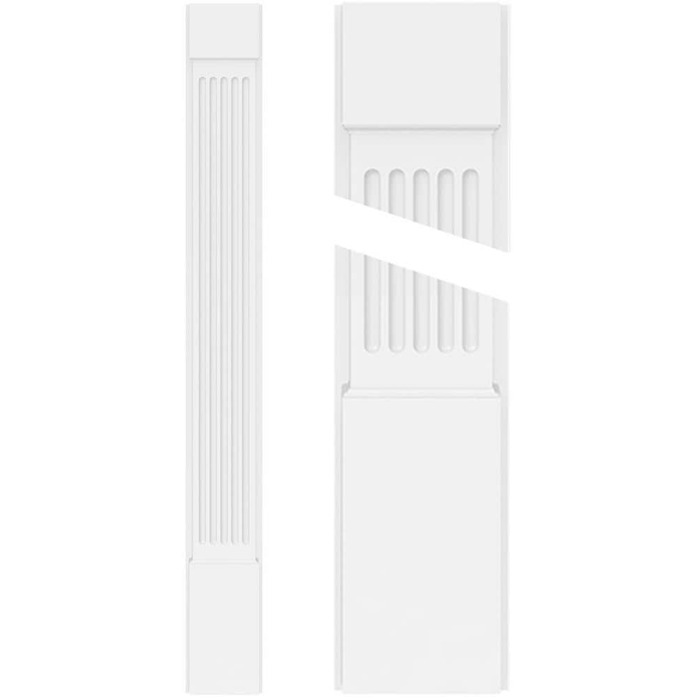 Ekena Millwork 2 in. x 6 in. x 48 in. Fluted PVC Pilaster Moulding with Standard Capital and Base (Pair)