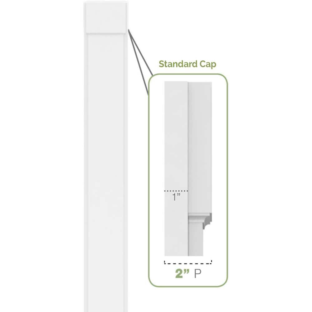 Ekena Millwork 2 in. x 6 in. x 90 in. Flat Panel PVC Pilaster Moulding with Standard Capital and Base (Pair)