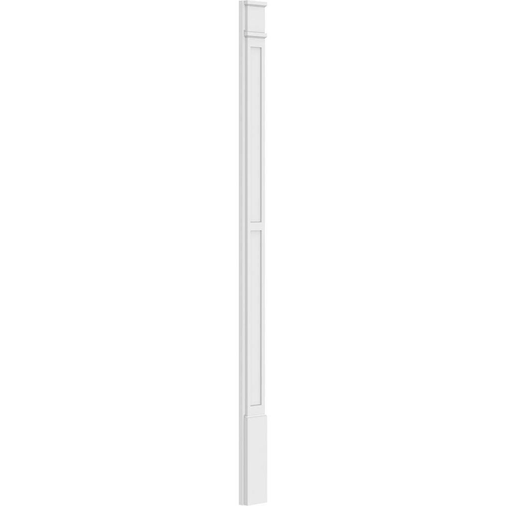 Ekena Millwork 2 in. x 6 in. x 96 in. 2-Equal Flat Panel PVC Pilaster Moulding with Decorative Capital and Base (Pair)