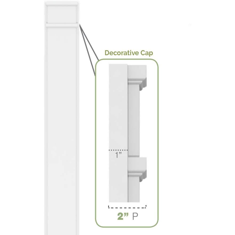 Ekena Millwork 2 in. x 7 in. x 82 in. Raised Panel PVC Pilaster Moulding with Decorative Capital and Base (Pair)