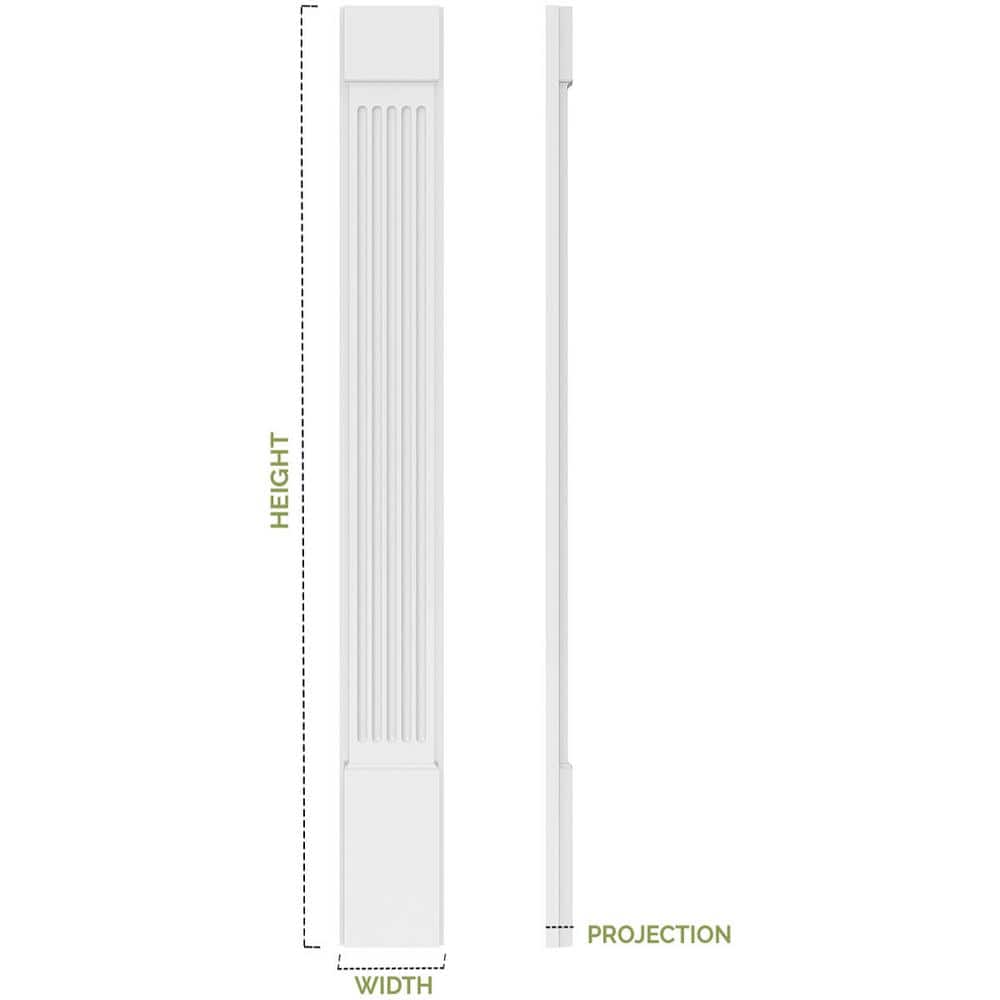 Ekena Millwork 2 in. x 7 in. x 82 in. Raised Panel PVC Pilaster Moulding with Decorative Capital and Base (Pair)