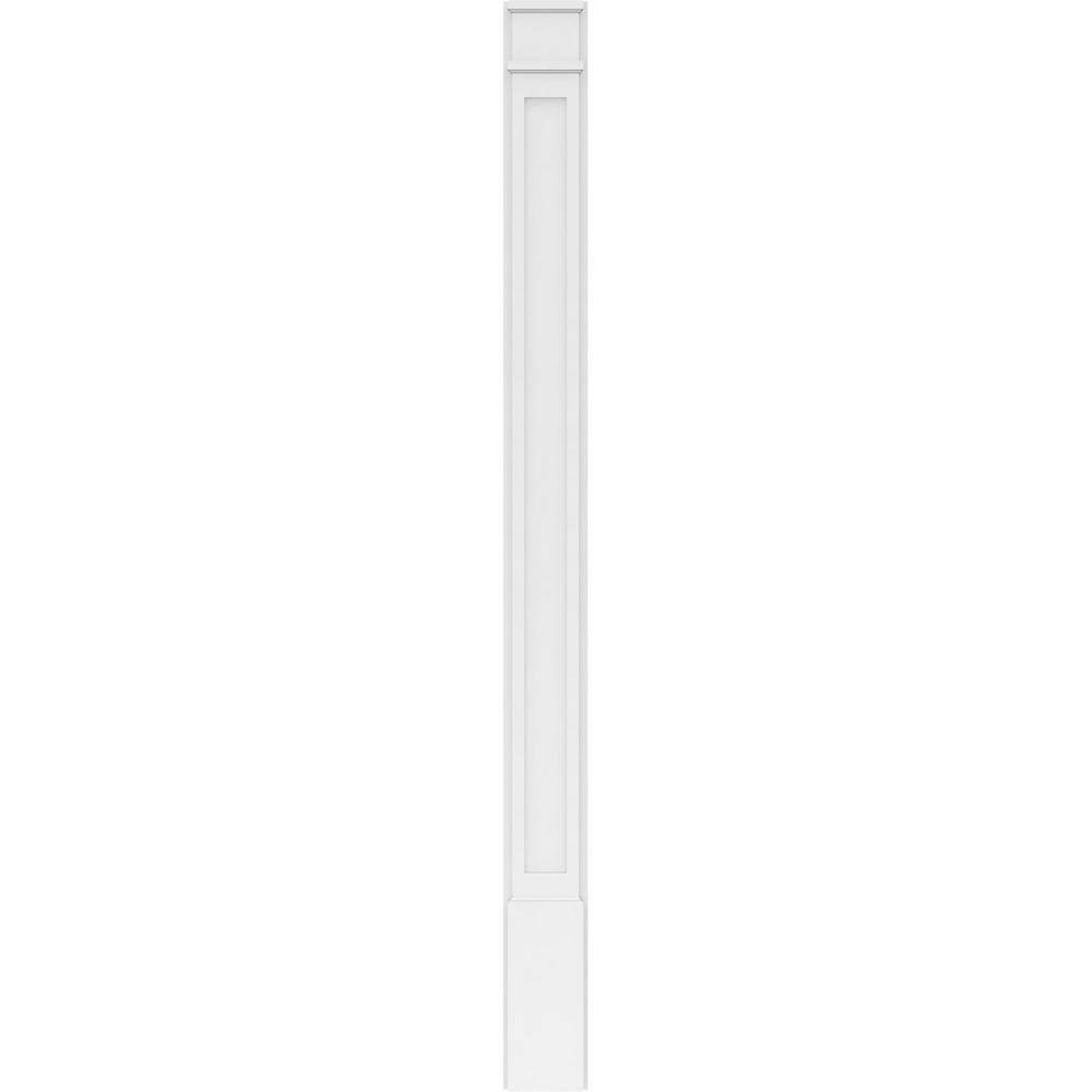 Ekena Millwork 2 in. x 7 in. x 90 in. Flat Panel PVC Pilaster Moulding with Decorative Capital and Base (Pair)