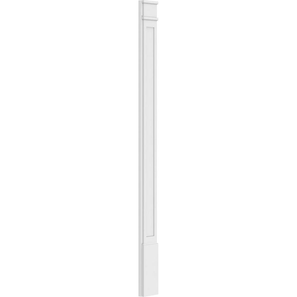 Ekena Millwork 2 in. x 7 in. x 90 in. Flat Panel PVC Pilaster Moulding with Decorative Capital and Base (Pair)