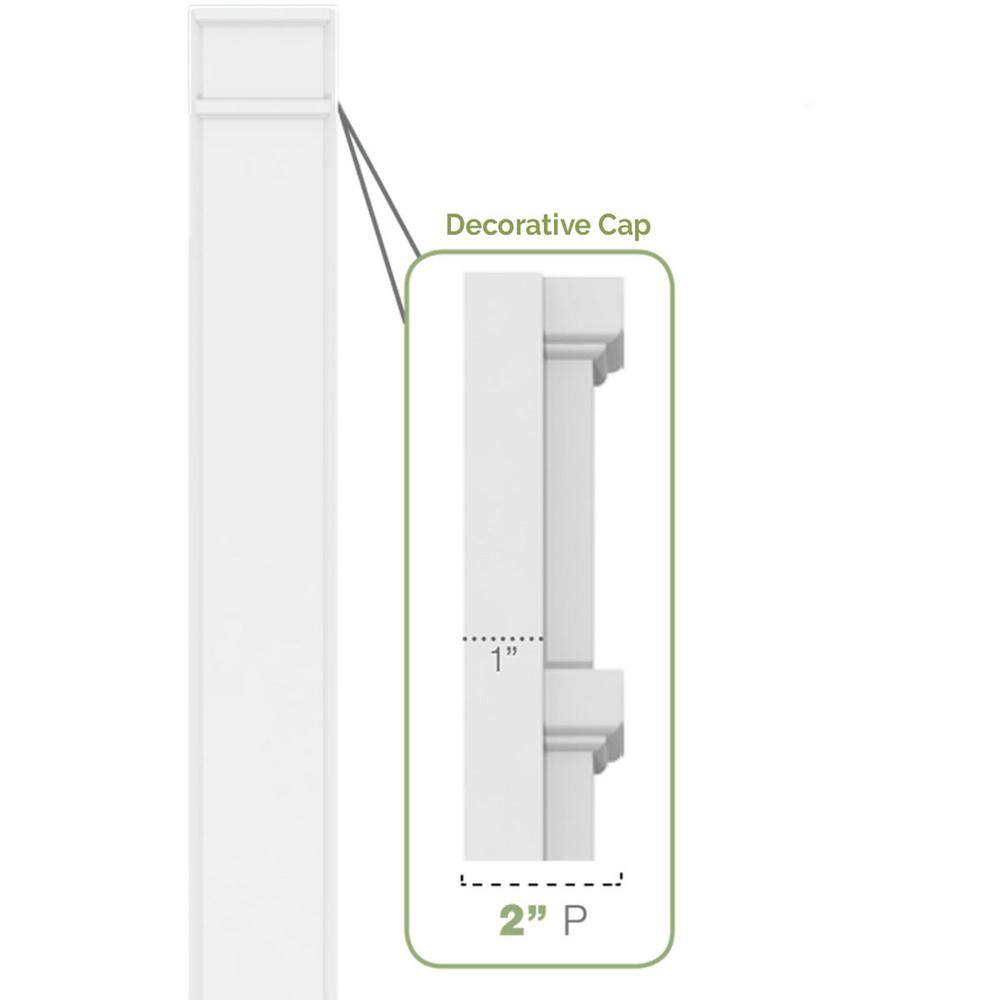 Ekena Millwork 2 in. x 7 in. x 96 in. Raised Panel PVC Pilaster Moulding with Decorative Capital and Base (Pair)