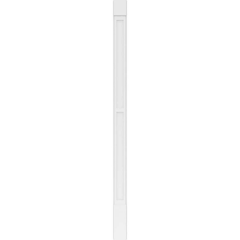 Ekena Millwork 2 in. x 7 in. x 120 in. 2 Equal Flat Panel PVC Pilaster with Standard Capital and Base Moulding (Pair)