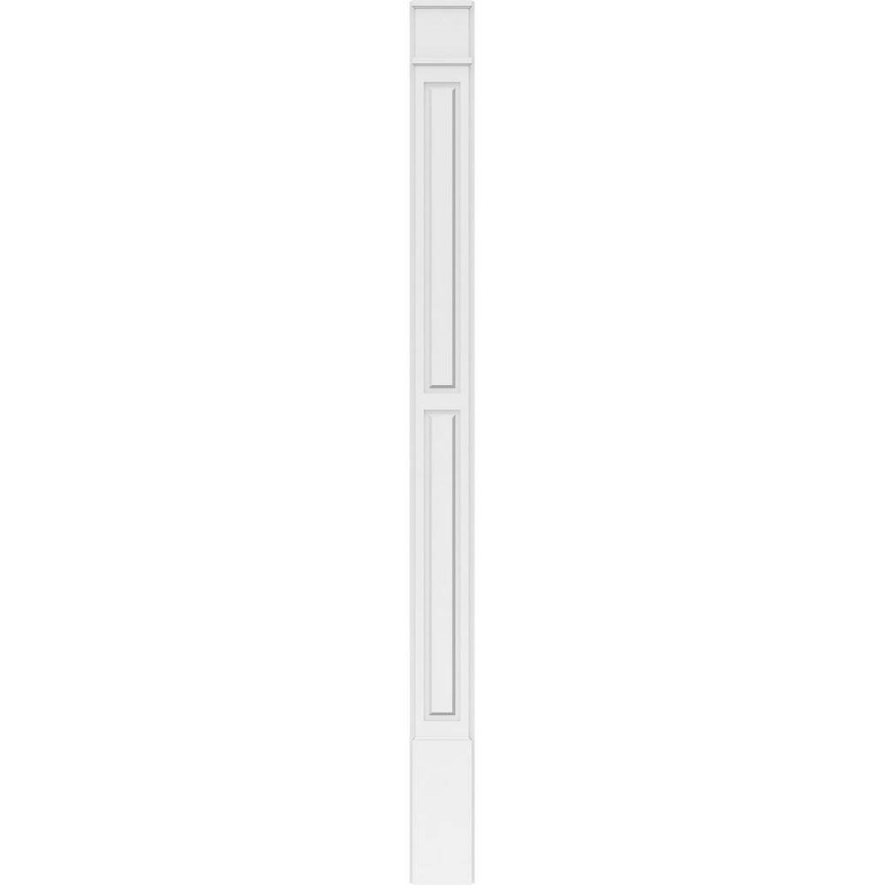 Ekena Millwork 2 in. x 8 in. x 108 in. 2 Equal Raised Panel PVC Pilaster with Decorative Capital and Base Moulding (Pair)