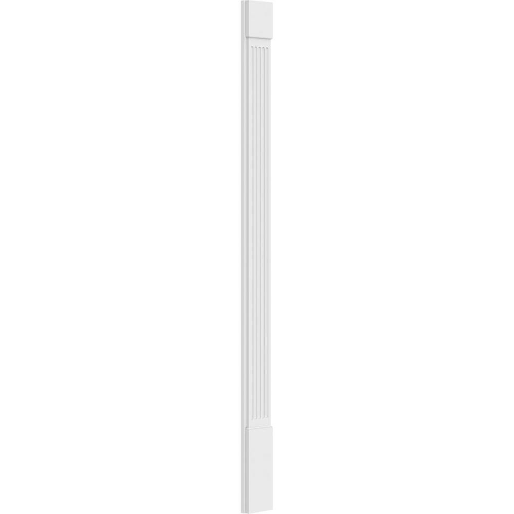 Ekena Millwork 2 in. x 8 in. x 108 in. Fluted PVC Pilaster with Standard Capital and Base Moulding (Pair)