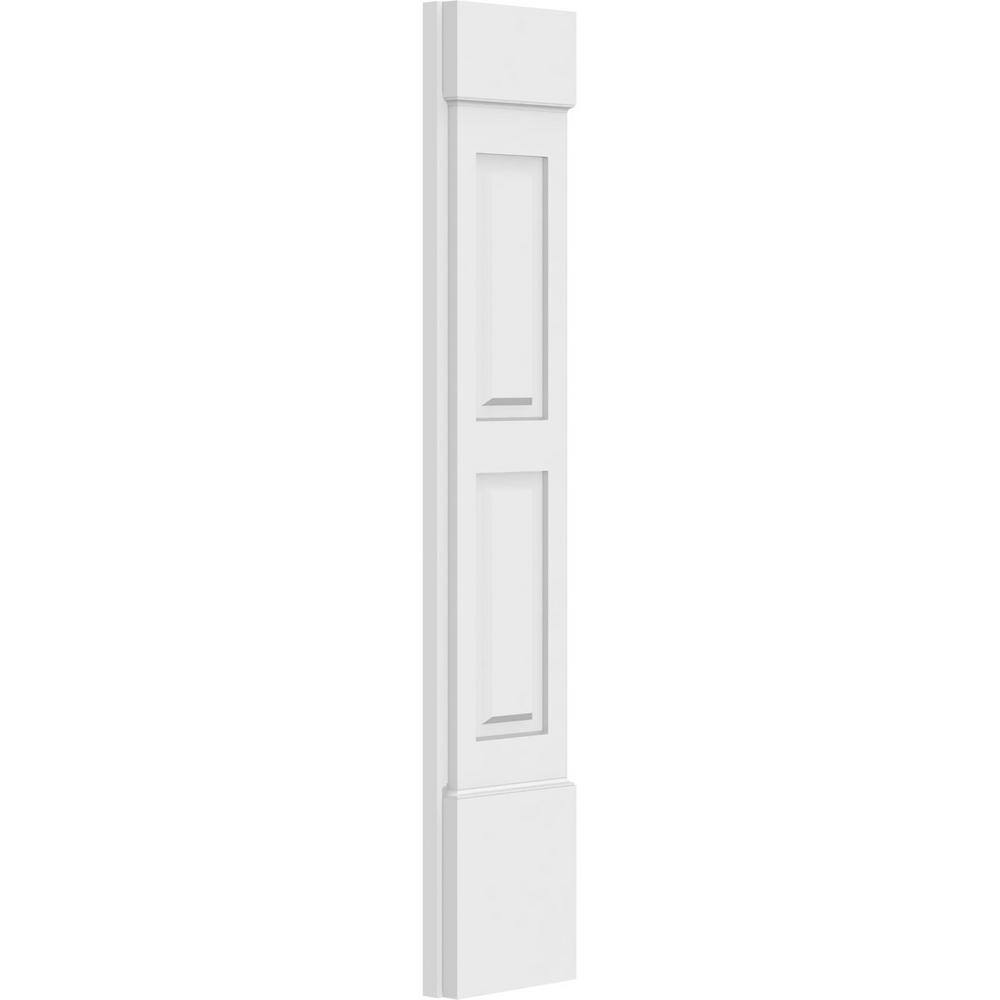 Ekena Millwork 2 in. x 9 in. x 48 in. 2-Equal Raised Panel PVC Pilaster Moulding with Standard Capital and Base (Pair)