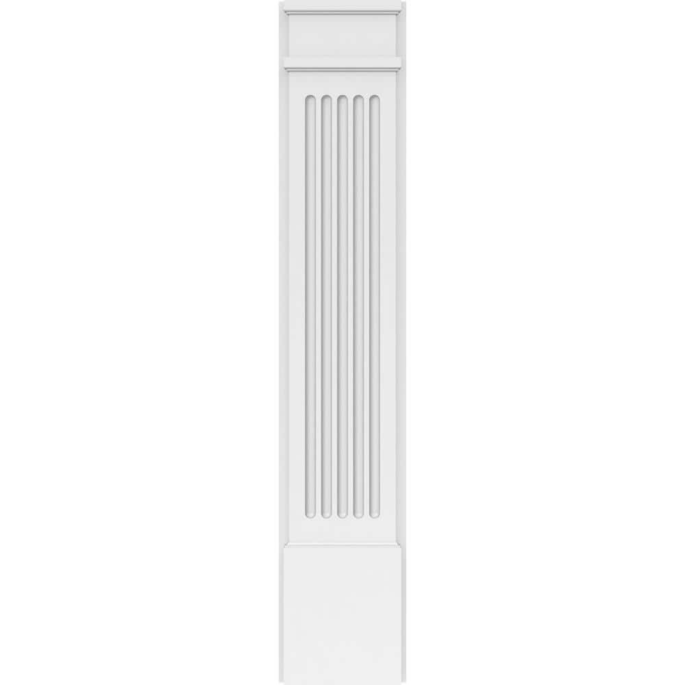 Ekena Millwork 2 in. x 9 in. x 48 in. Fluted PVC Pilaster Moulding with Decorative Capital and Base (Pair)