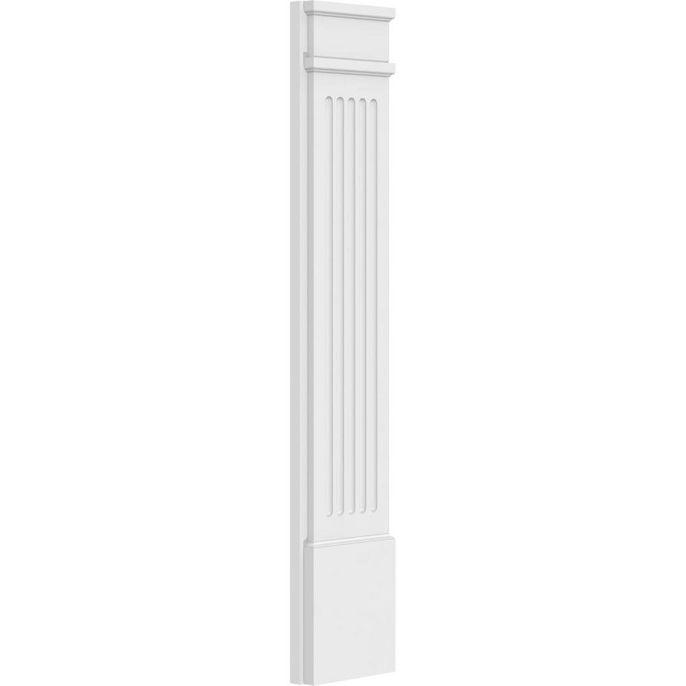 Ekena Millwork 2 in. x 9 in. x 48 in. Fluted PVC Pilaster Moulding with Decorative Capital and Base (Pair)