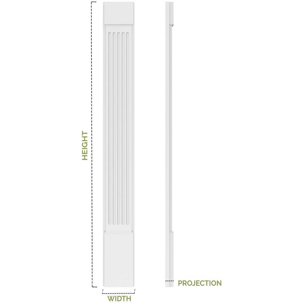 Ekena Millwork 2 in. x 9 in. x 48 in. Fluted PVC Pilaster Moulding with Decorative Capital and Base (Pair)