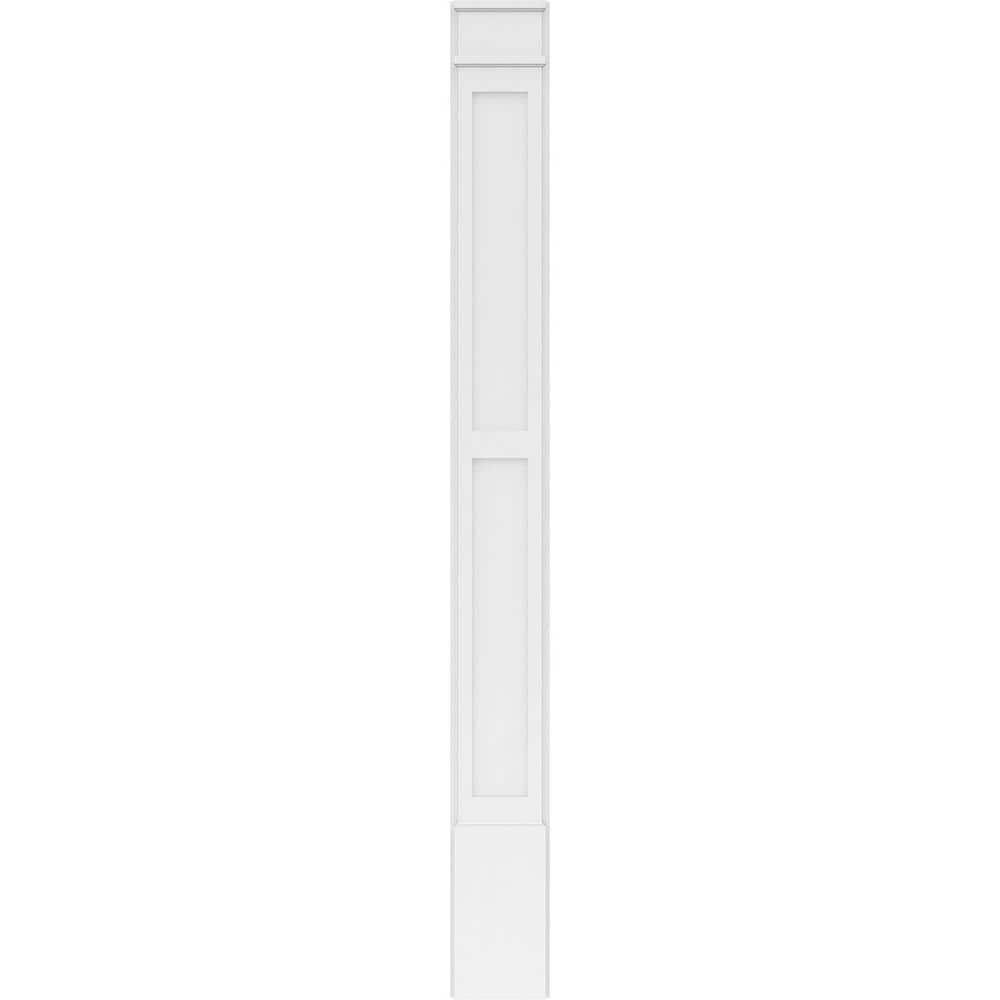 Ekena Millwork 2 in. x 9 in. x 90 in. 2-Equal Flat Panel PVC Pilaster Moulding with Decorative Capital and Base (Pair)