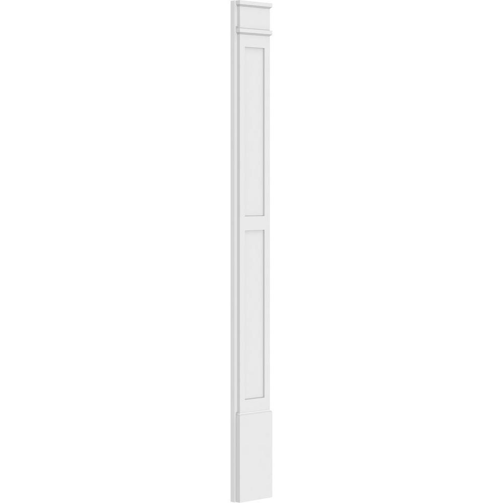 Ekena Millwork 2 in. x 9 in. x 90 in. 2-Equal Flat Panel PVC Pilaster Moulding with Decorative Capital and Base (Pair)