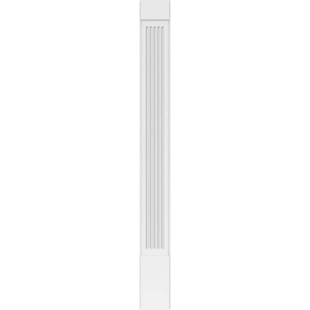Ekena Millwork 2 in. x 9 in. x 90 in. Fluted PVC Pilaster Moulding with Standard Capital and Base (Pair)