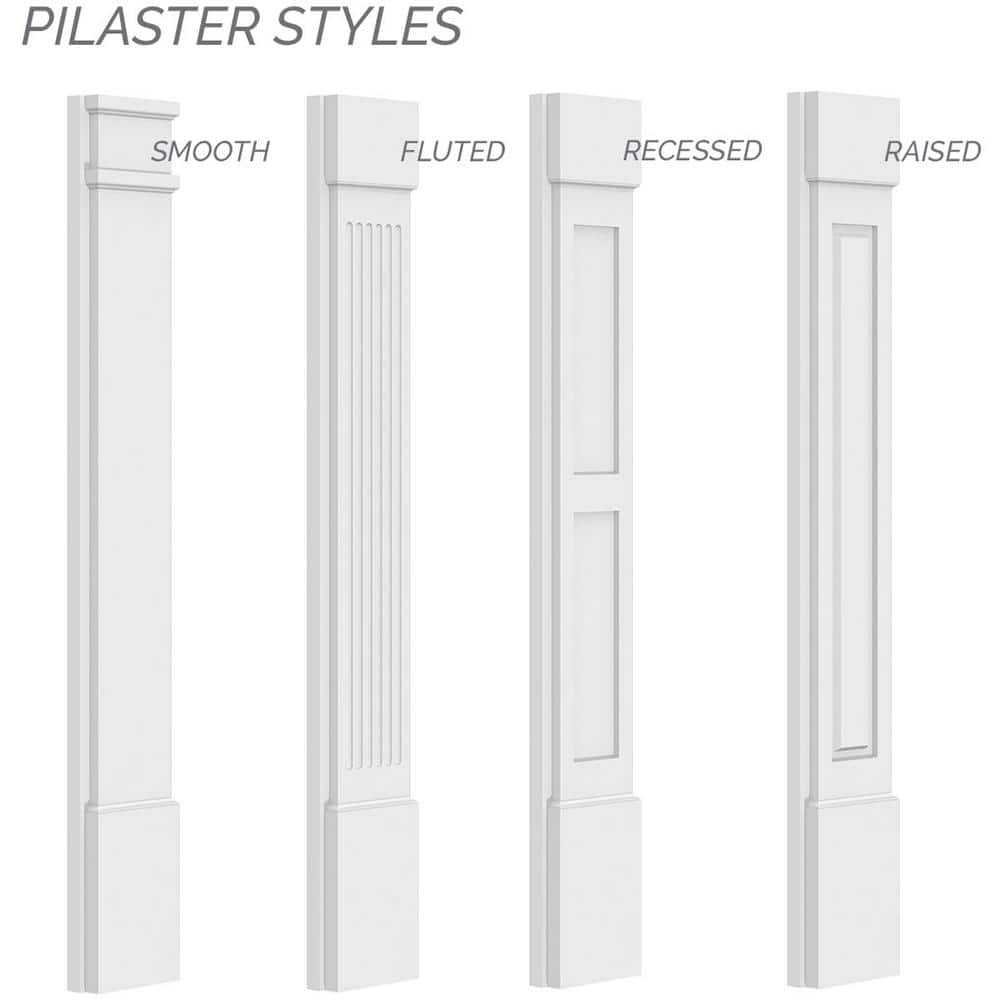 Ekena Millwork 2 in. x 9 in. x 90 in. Fluted PVC Pilaster Moulding with Standard Capital and Base (Pair)