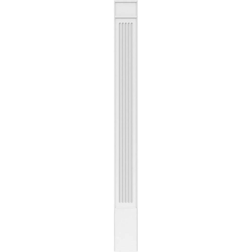 Ekena Millwork 2 in. x 9 in. x 96 in. Fluted PVC Pilaster Moulding with Decorative Capital and Base (Pair)
