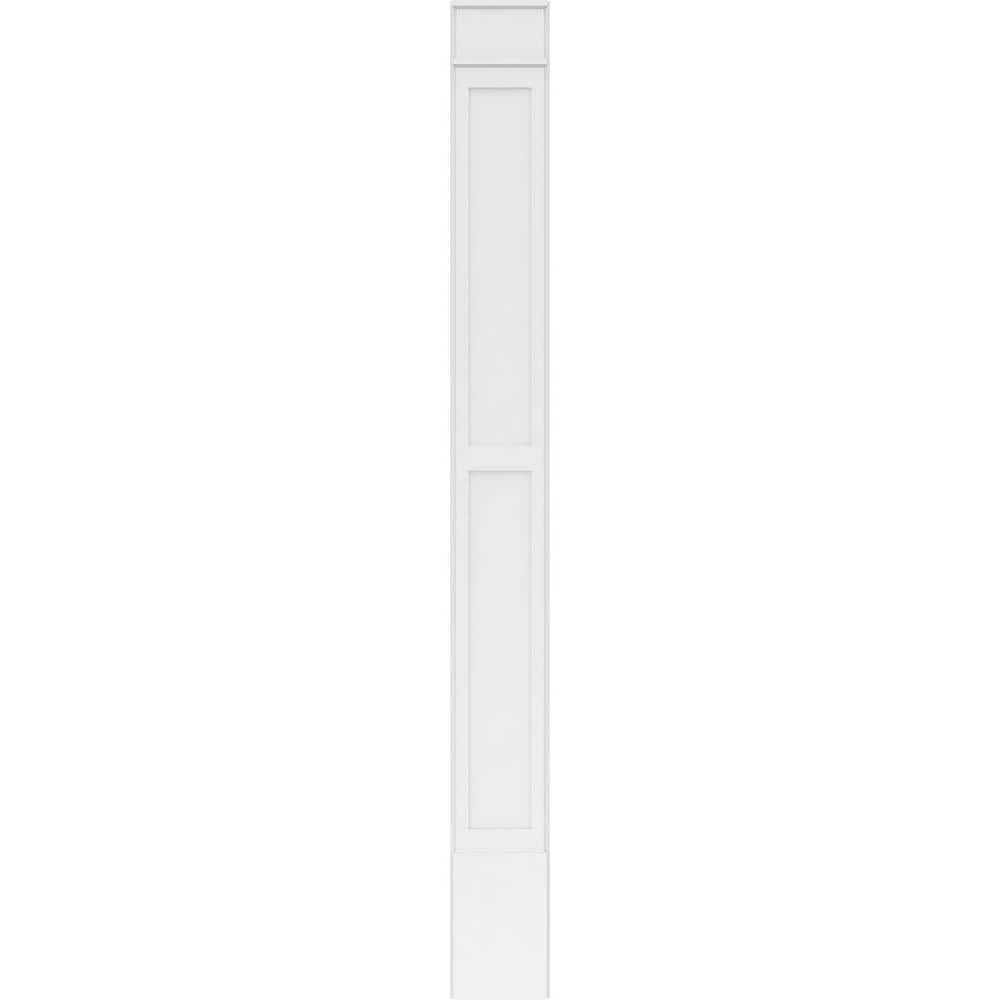 Ekena Millwork 2 in. x 12 in. x 120 in. PVC Pilaster 2 Equal Flat Panel with Decorative Capital and Base (Pair)