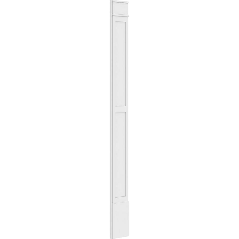Ekena Millwork 2 in. x 12 in. x 120 in. PVC Pilaster 2 Equal Flat Panel with Decorative Capital and Base (Pair)