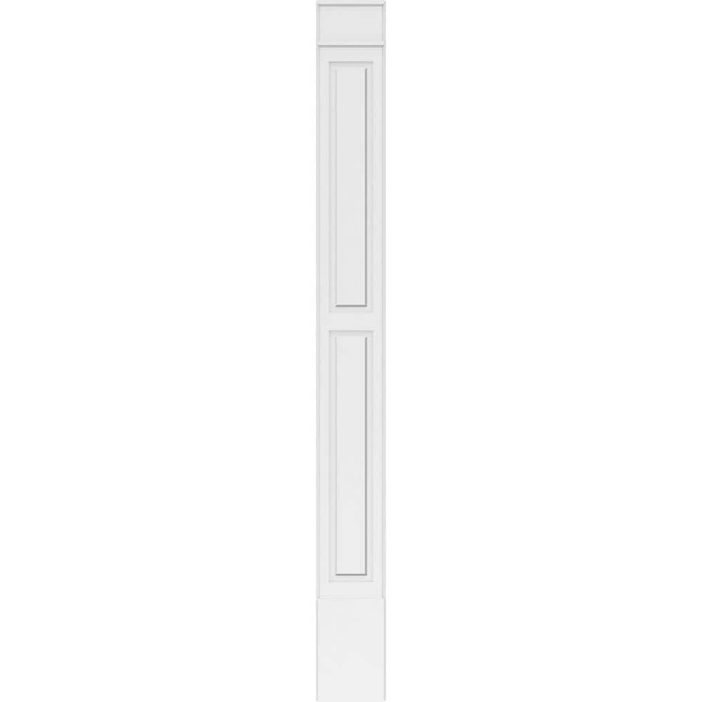Ekena Millwork 2 in. x 12 in. x 120 in. 2-Equal Raised Panel PVC Pilaster Moulding with Decorative Capital and Base (Pair)