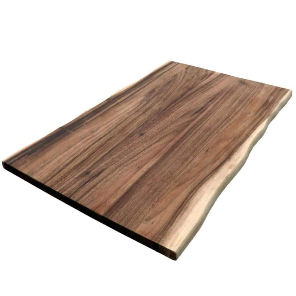 HARDWOOD REFLECTIONS 6 ft. L x 30 in. D Unfinished Saman Solid Wood Butcher Block Desktop Countertop With Live Edge