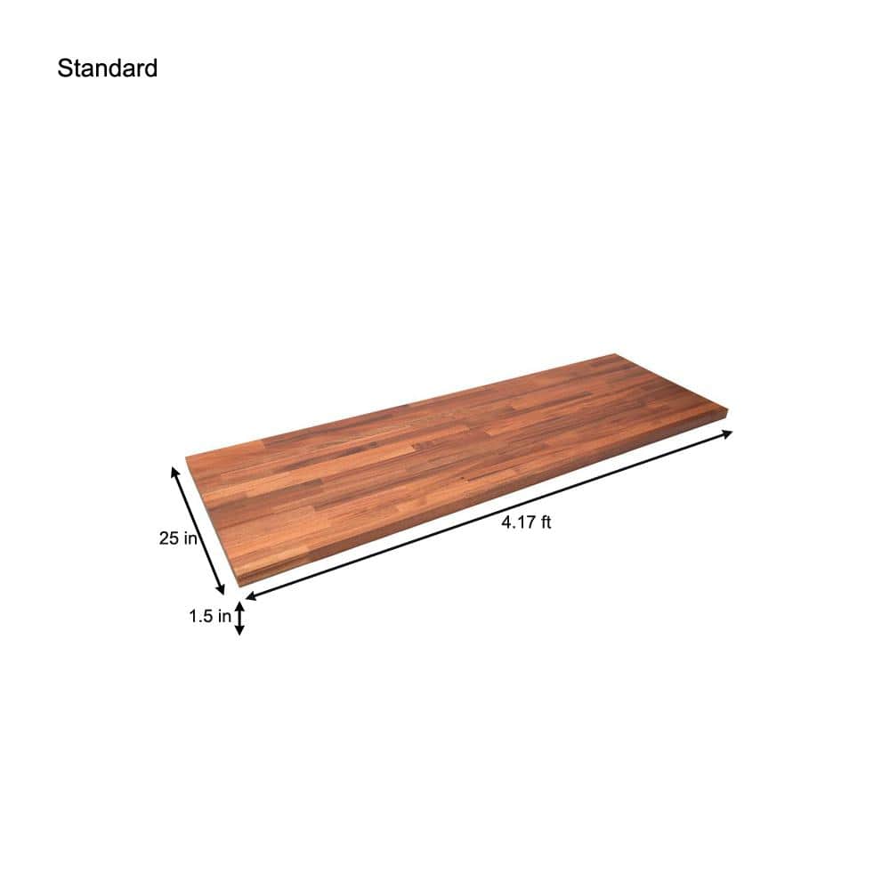 HARDWOOD REFLECTIONS 4 ft. L x 25 in. D Unfinished Sapele Solid Wood Butcher Block Countertop With Eased Edge
