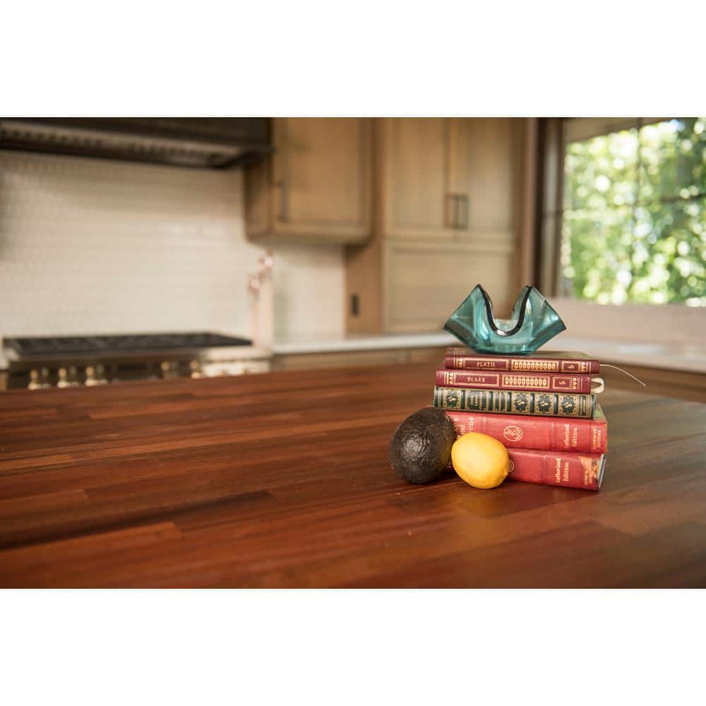 HARDWOOD REFLECTIONS 4 ft. L x 25 in. D Unfinished Sapele Solid Wood Butcher Block Countertop With Eased Edge