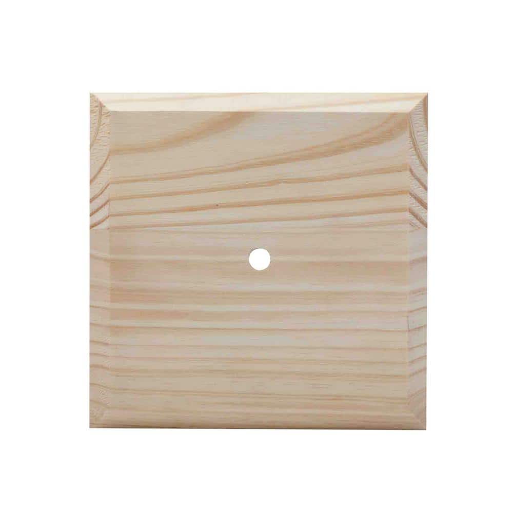Waddell Post Top Plate - Jumbo, 6 in. x 6 in. - Sanded Unfinished Pine - Indoor Outdoor Decor Accent for Banisters, Poles, Rods