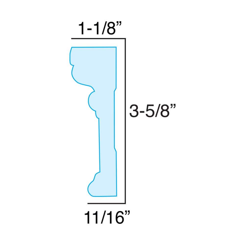 American Pro Decor RB03 1-1/8 in. x 3-5/8 in. x 96 in. Recycled Polystyrene Door and Window Casing Moulding Pro Pack 32 LF (4-Pack)