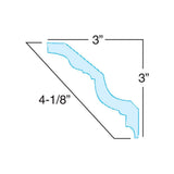 American Pro Decor 3 in. x 3 in. x 96 in. Recycled Polystyrene Ribbon Rope Crown Moulding Pro Pack 48 LF (6-Pack)