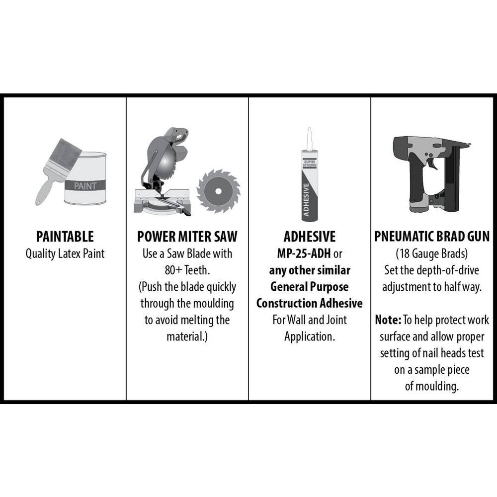 American Pro Decor 3 in. x 3 in. x 96 in. Recycled Polystyrene Ribbon Rope Crown Moulding Pro Pack 48 LF (6-Pack)