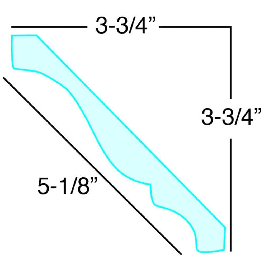 American Pro Decor WM 45 3-3/4 in. x 3-3/4 in. x 96 in. Plain Recycled Polystyrene Crown Moulding Pro Pack 48 LF (6-Pack)