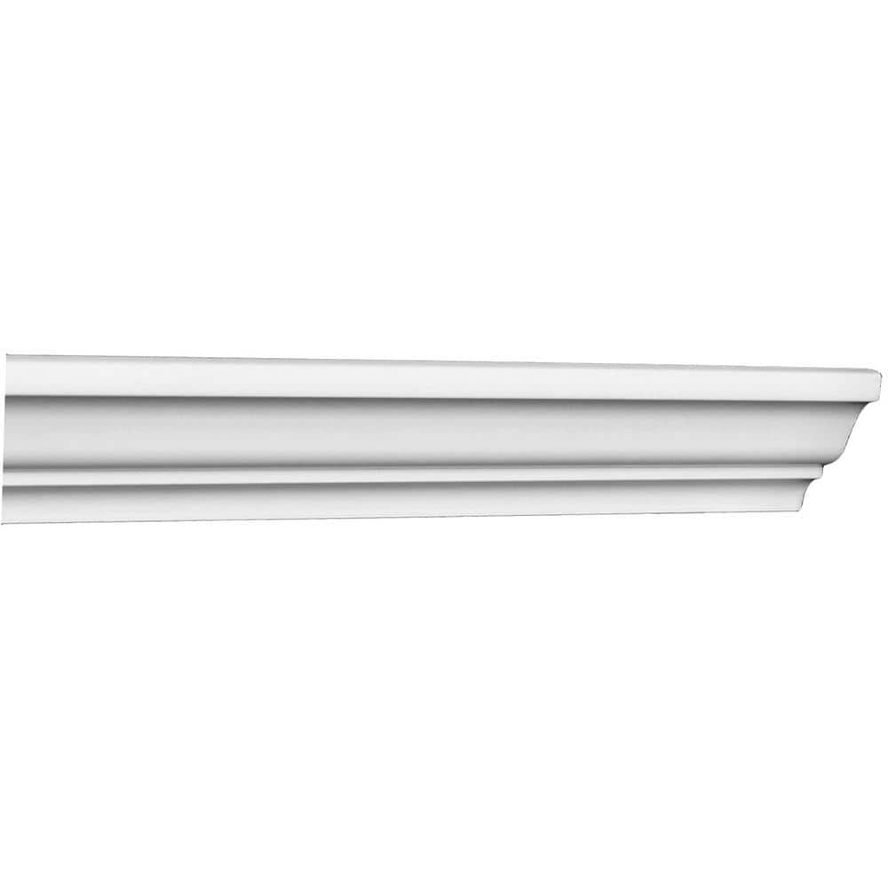 American Pro Decor WM 49 3 in. x 2 in. x 96 in. Plain Recycled Polystyrene Crown Moulding Pro Pack 64 LF (8-Pack)