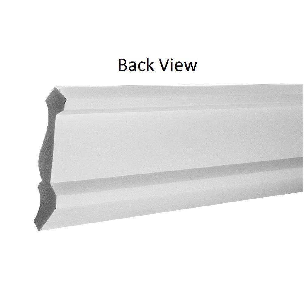American Pro Decor WM 49 3 in. x 2 in. x 96 in. Plain Recycled Polystyrene Crown Moulding Pro Pack 64 LF (8-Pack)