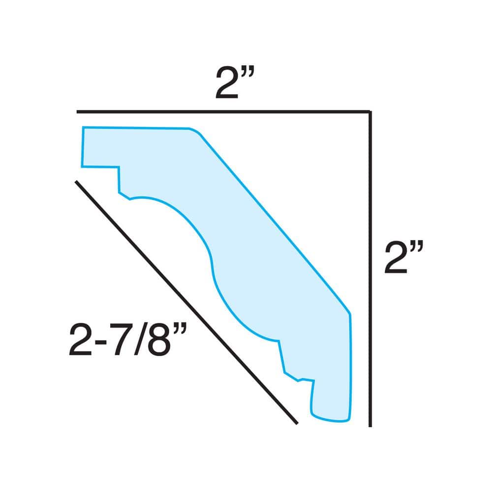 American Pro Decor 2 in. x 2 in. x 96 in. Recycled Polystyrene Plain Crown Moulding Pro Pack 64 LF (8-Pack)