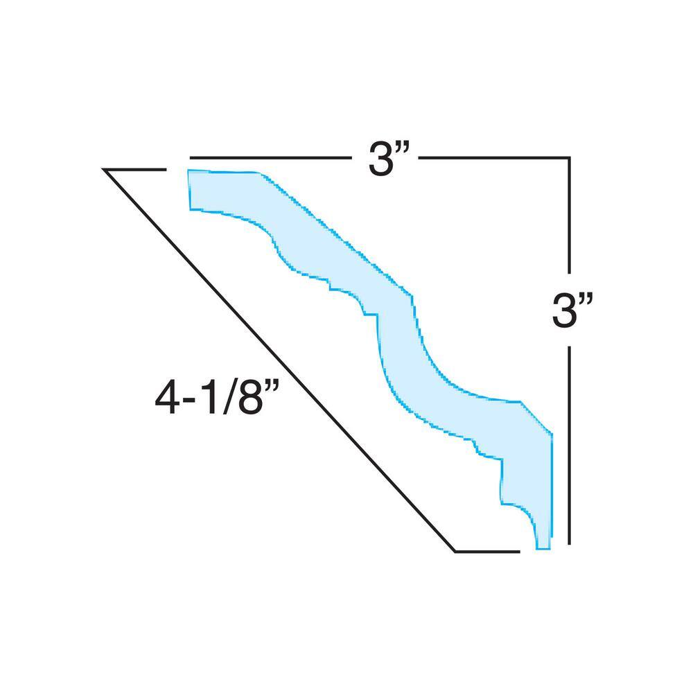 American Pro Decor 3 in. x 3 in. x 96 in. Recycled Polystyrene Ribbon Rope Crown Moulding Pro Pack 64 LF (8-Pack)
