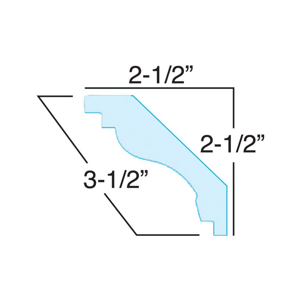 American Pro Decor 2-1/2 in. x 2-1/2 in. x 96 in. Recycled Polystyrene Plain Crown Moulding Pro Pack 48 LF (6-Pack)