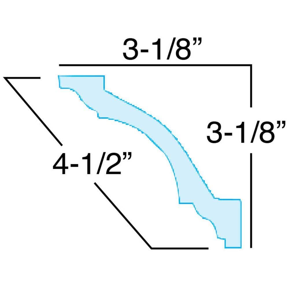 American Pro Decor 3-1/8 in. x 3-1/8 in. x 96 in. Plain Recycled Polystyrene Crown Moulding Pro Pack 40 LF (5-Pack)
