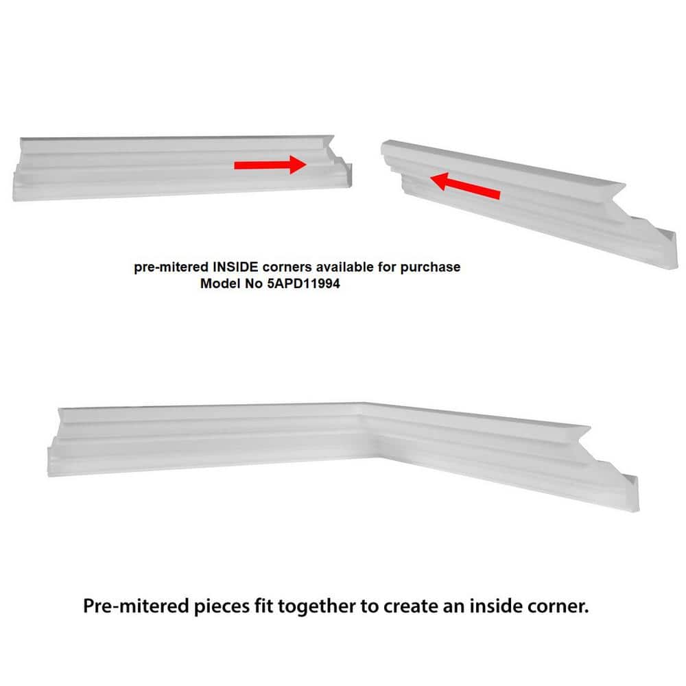 American Pro Decor Trim Fast 3-1/8 in. x 3-1/8 in. x 96 in. Plain Polystyrene Peel and Stick Crown Moulding 24 LF (3-Pack)