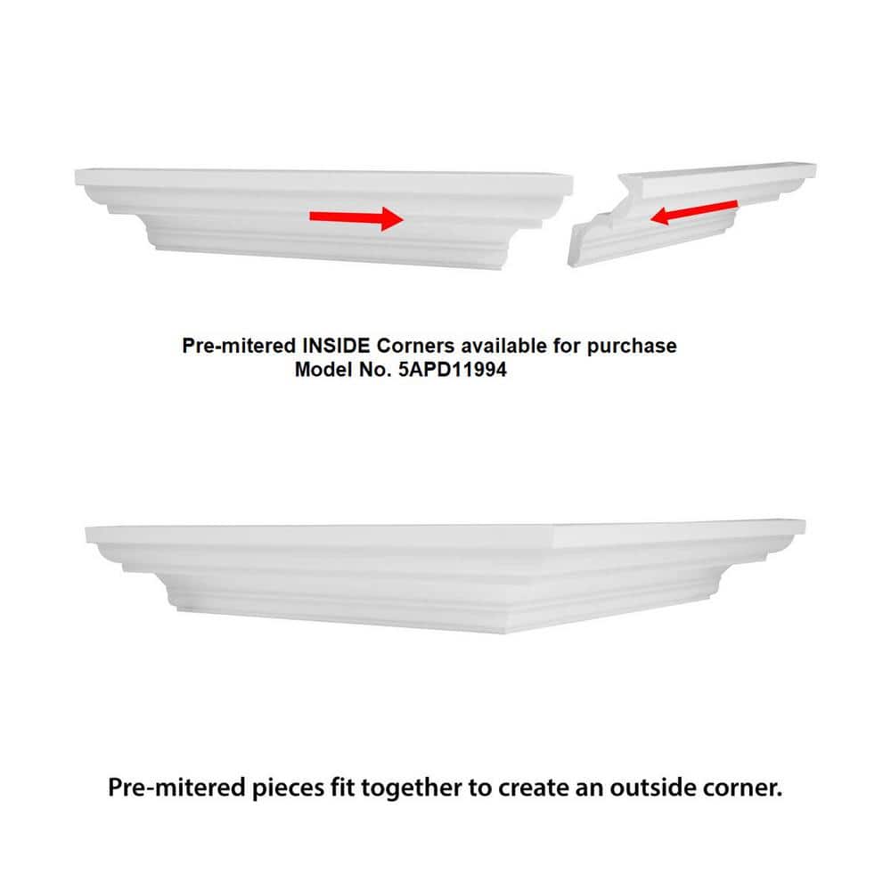 American Pro Decor Trim Fast 3-1/8 in. x 3-1/8 in. x 96 in. Plain Polystyrene Peel and Stick Crown Moulding 24 LF (3-Pack)