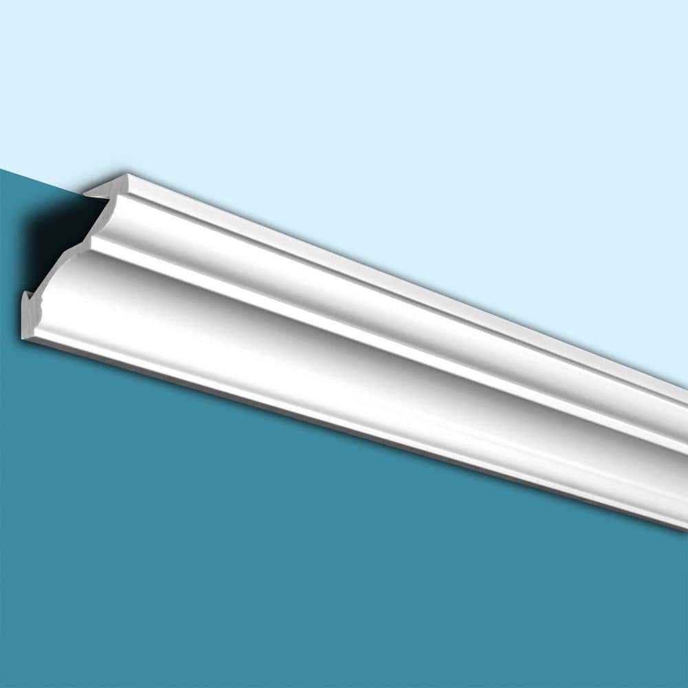American Pro Decor Trim Fast 3-1/8 in. x 3-1/8 in. x 96 in. Plain Polystyrene Peel and Stick Crown Moulding 24 LF (3-Pack)